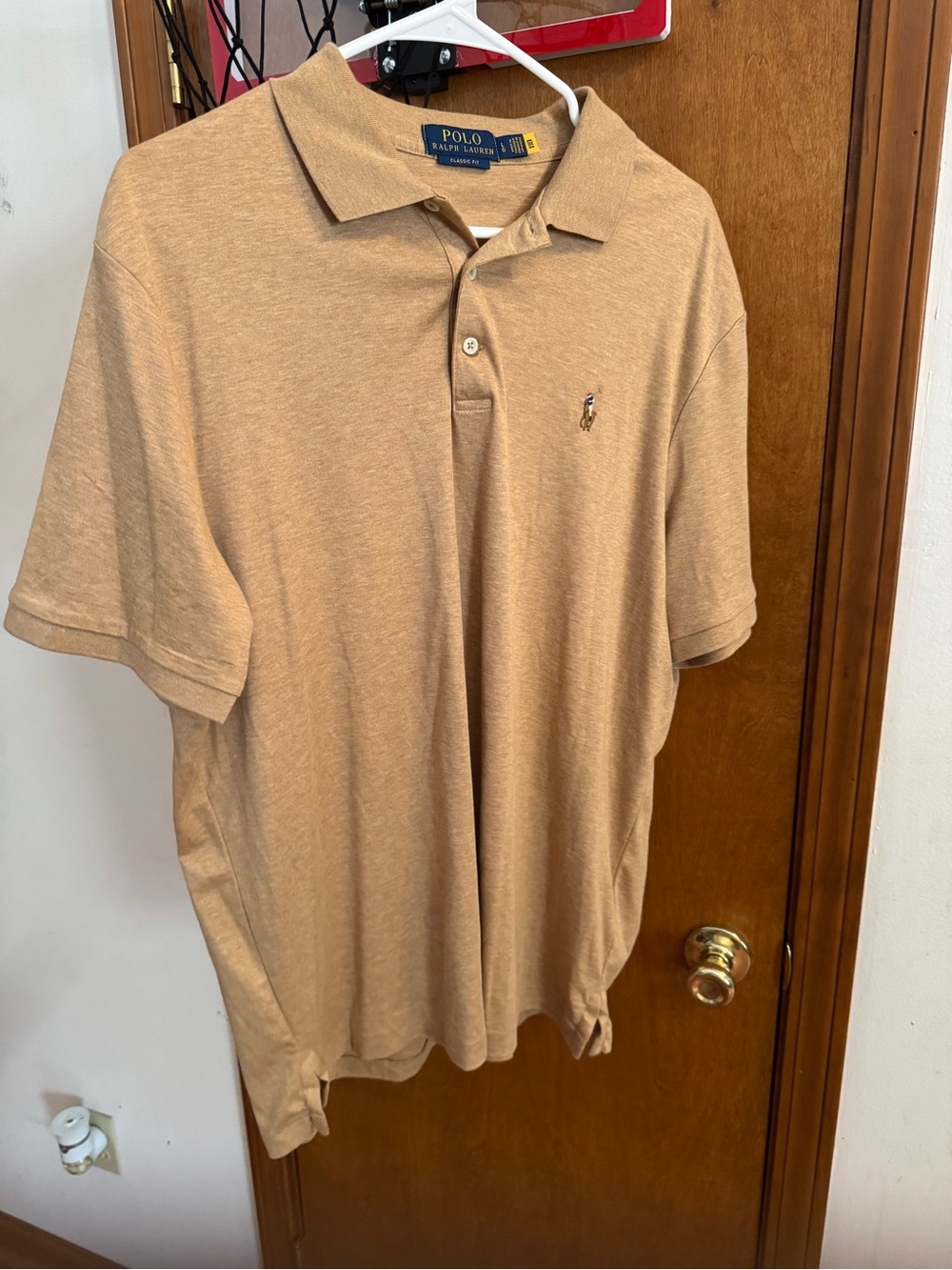 Ralph Lauren Men’s Tan Polo Shirt with Embroidered Pony